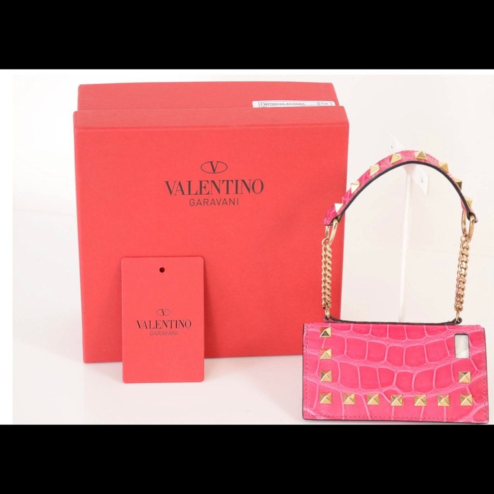 Valentino-fuchsia-pink-crocodile-print-leather